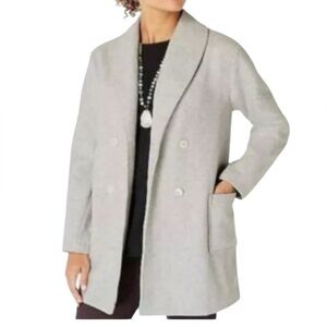 J. Jill Pure Jill Double Breasted Pea Coat Light Gray Size Large